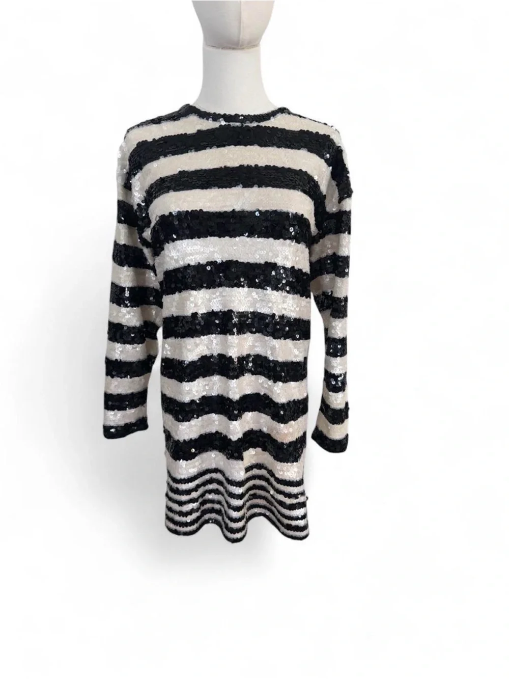 Black & White Striped Sequin Tunic